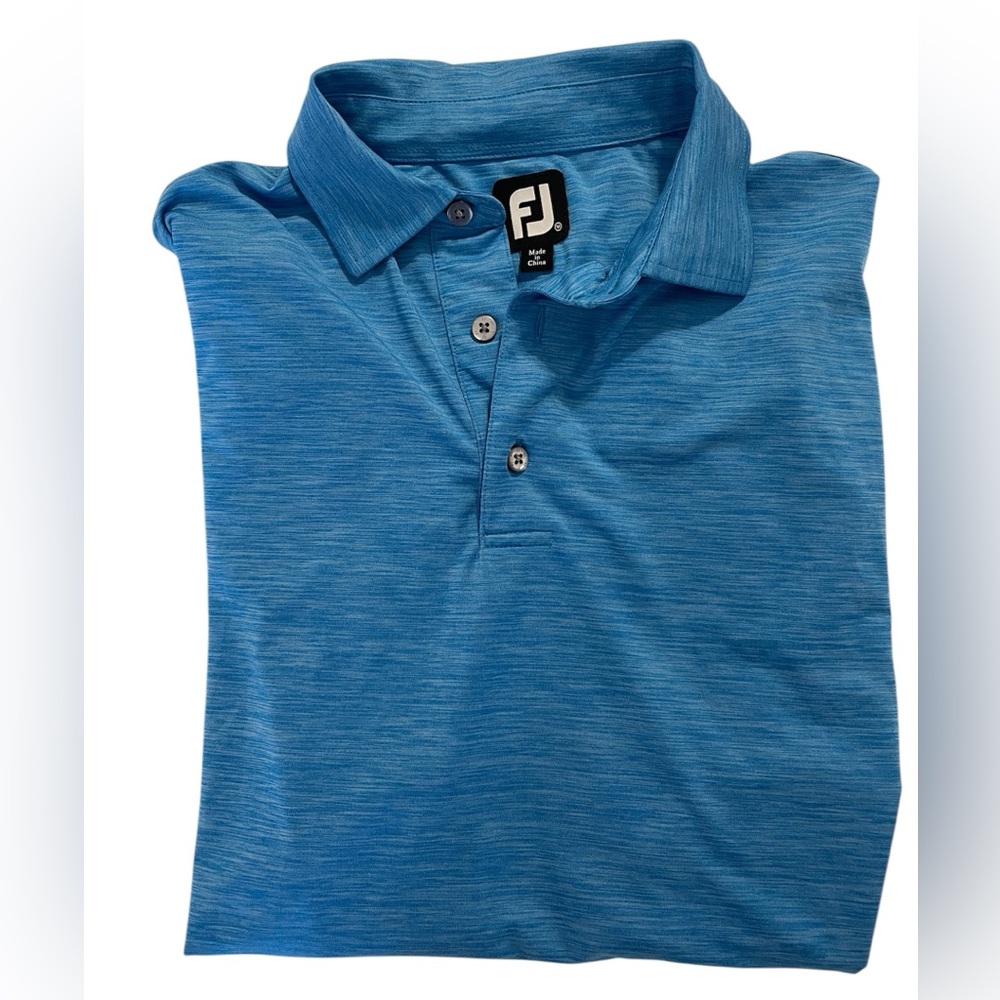 FootJoy Golf Polo Solid Lisle Self Collar Space Dye Blue Medium M MSRP $68